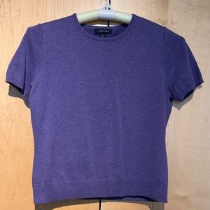 Lands' End Women's Short Sleeve Sweater in Grape Purple XS/P 2-4